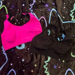 Set of two pink black sports bras size large XL